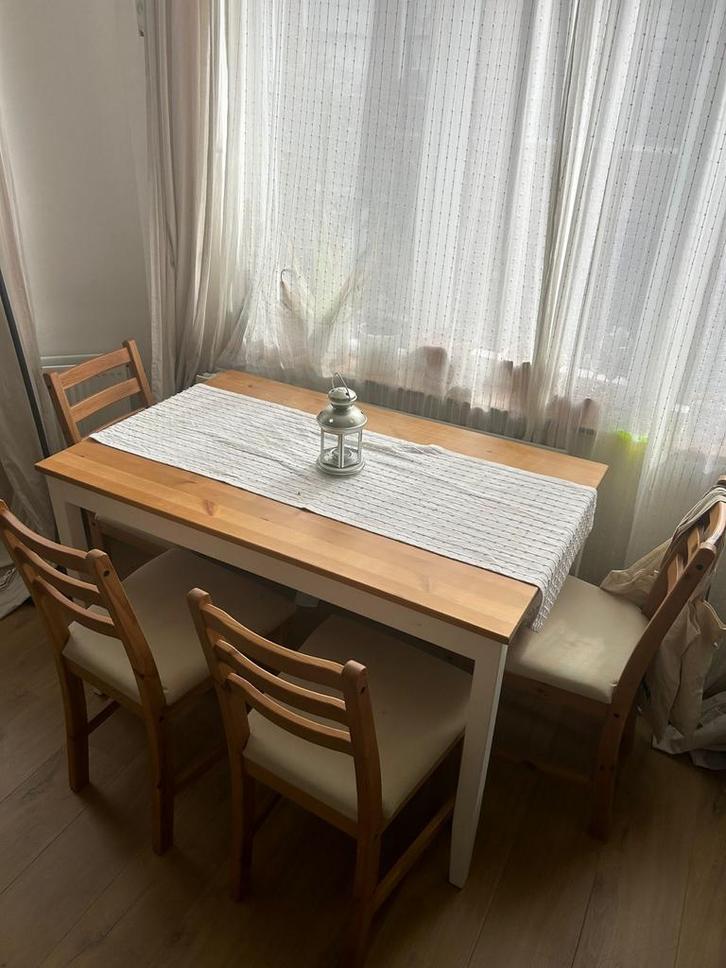 IKEA LERHAMN Eettafel + Stoelen Set, Huis en Inrichting, Tafels | Eettafels, Gebruikt, 50 tot 100 cm, 100 tot 150 cm, Vier personen