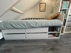 IKEA släkt bedframe met opberger + lattenbodem, wit, 90x200, Ophalen, Gebruikt, 90 cm, Eenpersoons
