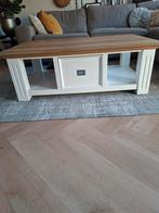 Richmond salontafel en hoektafel - wit met houten blad, Ophalen, Landelijk, Minder dan 50 cm, Rechthoekig