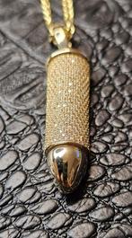 Prachtige kogel 14k gouden hanger met zirkonia steen, Sieraden, Tassen en Uiterlijk, Ophalen of Verzenden, Nieuw, Goud, Goud