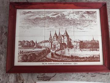 Oud antieke tegeltableau van de ST.Anthonispoort  Amsterdam beschikbaar voor biedingen