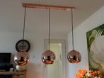 Hanglamp koper 3 ballen, Huis en Inrichting, Lampen | Hanglampen, Ophalen, Zo goed als nieuw, Glas, 75 cm of meer