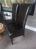 Gratis 6 stuks Bruine lederlook eettafelstoelen, Ophalen, Zo goed als nieuw, Bruin, Vijf, Zes of meer stoelen