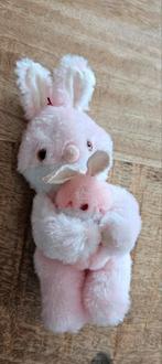 Vintage konijnen knuffel roze konijn met jong, Konijn, Gebruikt, Ophalen of Verzenden
