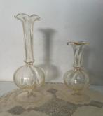 2 Vintage Mondgeblazen Glazen Vaasjes, Ophalen of Verzenden