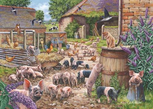 House of Puzzles - Piglet Pandemonium - 250XL stukjes, Hobby en Vrije tijd, Denksport en Puzzels, Legpuzzel, Minder dan 500 stukjes