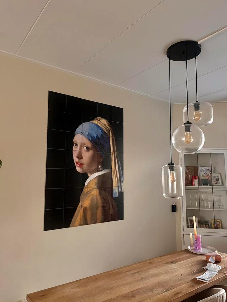 Meisje met de parel ixxi 140 x 100, Huis en Inrichting, Woonaccessoires | Schilderijen, Tekeningen en Foto's, Zo goed als nieuw