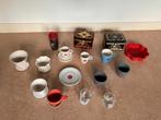 Douwe Egberts - diverse bekers, aardewerken filters en blik, Huis en Inrichting, Ophalen, Keramiek, Overige stijlen, Kop(pen) en/of Schotel(s)