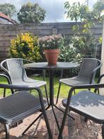 Tuinset antraciet (tuintafel en tuinstoelen) staal/kunststof, Tuin en Terras, Tuinsets en Loungesets, Ophalen, 4 zitplaatsen, Gebruikt