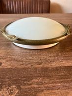 2 Vintage Plafonnieres met Groene Rand, Ophalen of Verzenden, Gebruikt, Glas