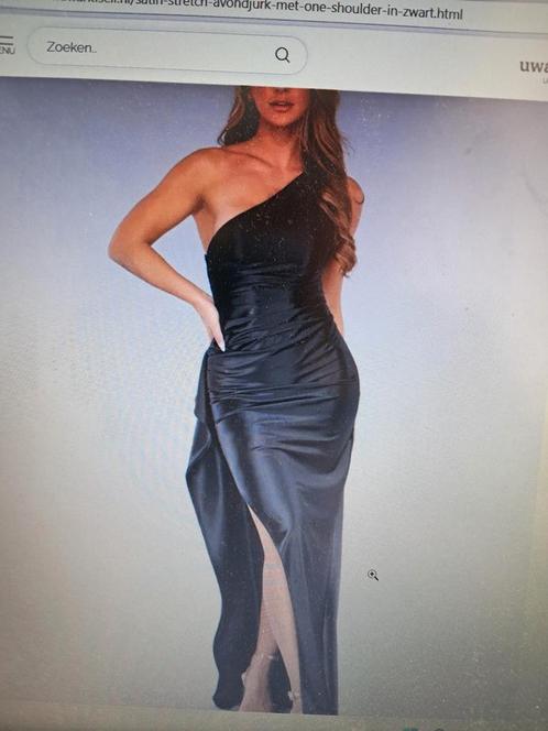 One shoulder galajurk zwart mt S nieuw, Kleding | Dames, Gelegenheidskleding, Zo goed als nieuw, Galajurk, Zwart, Ophalen of Verzenden