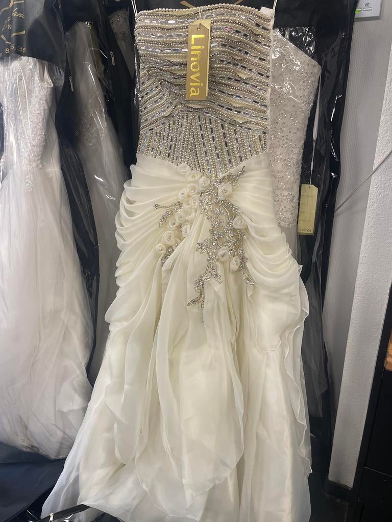 Elegante Bruidsjurk Maat S/M, Ophalen of Verzenden, Zo goed als nieuw, Wit, Trouwjurk