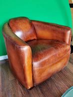 Stoere Aviator fauteuil piloten stoel in vintage cognac., Huis en Inrichting, Nieuw, Minder dan 150 cm, Ophalen of Verzenden, Eenpersoons