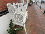 Brocante gietijzeren tuinbank - wit, Ophalen of Verzenden