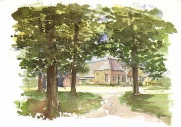 Zorgboerderij Makandra, Ede - aquarel - beschreven beschikbaar voor biedingen