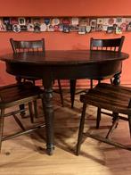 Houten Eettafel met Stoelen, Huis en Inrichting, Tafels | Eettafels, Ophalen, Gebruikt, Rond, Vier personen