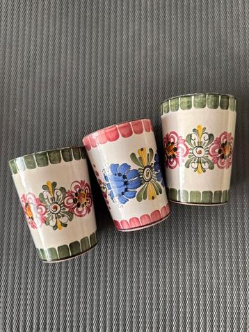 Vintage Aardewerk Bekers - Set van 3 - handgemaakt door M.B. beschikbaar voor biedingen