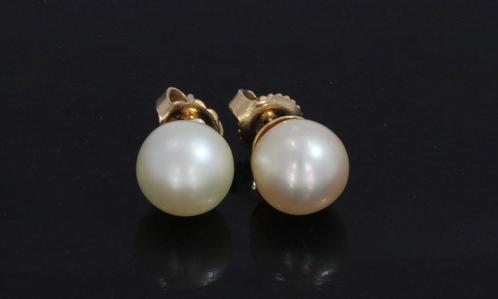 Zoetwater parel 14k gouden dames oorbellen vintage stekers, Sieraden, Tassen en Uiterlijk, Oorbellen, Zo goed als nieuw, Knopjes of Stekers
