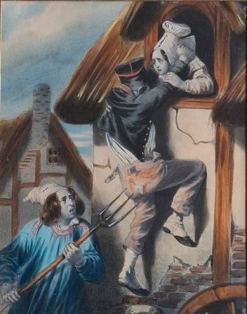 Humoristische chromolithografie. Ca 1900. 30/36 cm. beschikbaar voor biedingen