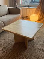 Travertin salontafel / bijzettafel, Ophalen, Minder dan 55 cm, Japandi scandi travertin marmer salontafel bijzettafel, Vierkant