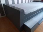 Mooi grijs bed met lade, Huis en Inrichting, Slaapkamer | Bedden, Ophalen, Gebruikt, 90 cm, Eenpersoons