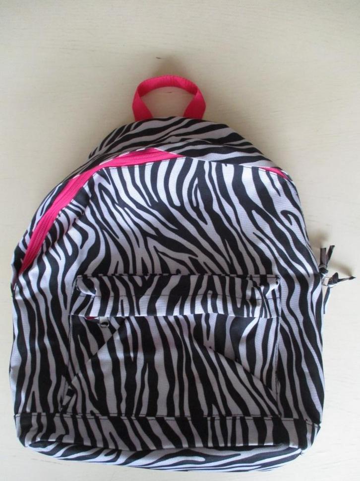TOP! zebra  rugzak / rugtas met roze rits en binnenvakje, Sieraden, Tassen en Uiterlijk, Tassen | Rugtassen, Zo goed als nieuw