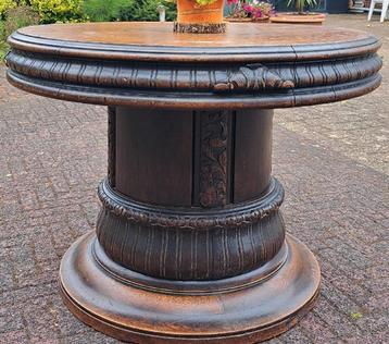 Antieke Eiken Ronde Tafel - Diameter 100cm beschikbaar voor biedingen