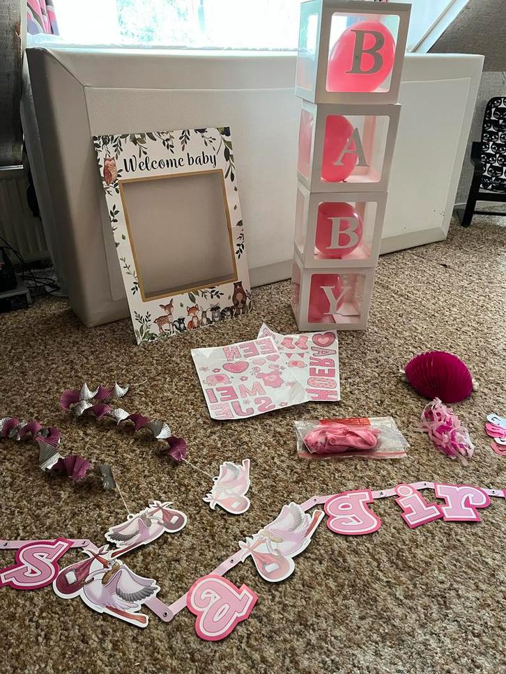 Babyshower Versiering Meisje - Complete Set, Kinderen en Baby's, Kinderspulletjes, Zo goed als nieuw, Ophalen of Verzenden