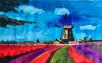 Peter Klashorst - Molen en tulpen in een Hollands Landschap, Ophalen