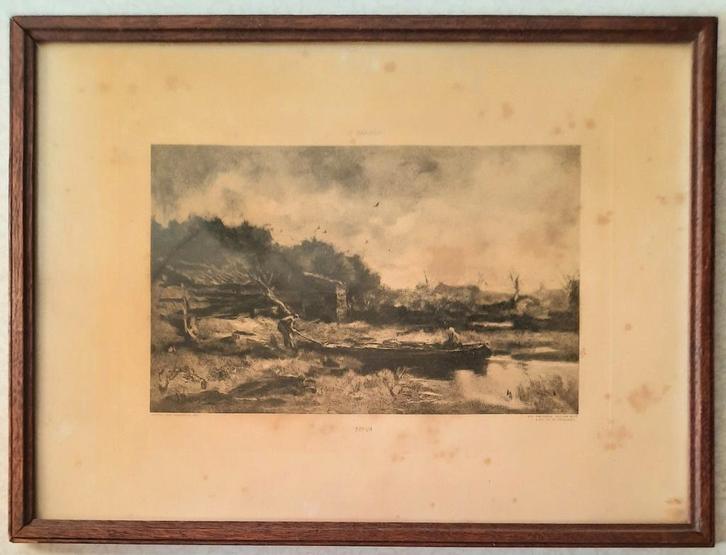 Antieke gravure van J.Maris, Antiek en Kunst, Kunst | Etsen en Gravures, Ophalen