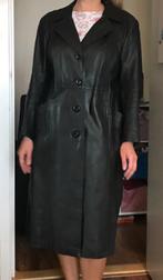 Lange zwarte leren mantel jas trenchcoat maat 40, Kleding | Dames, Nieuw, Maat 38/40 (M), Ophalen of Verzenden, Zwart