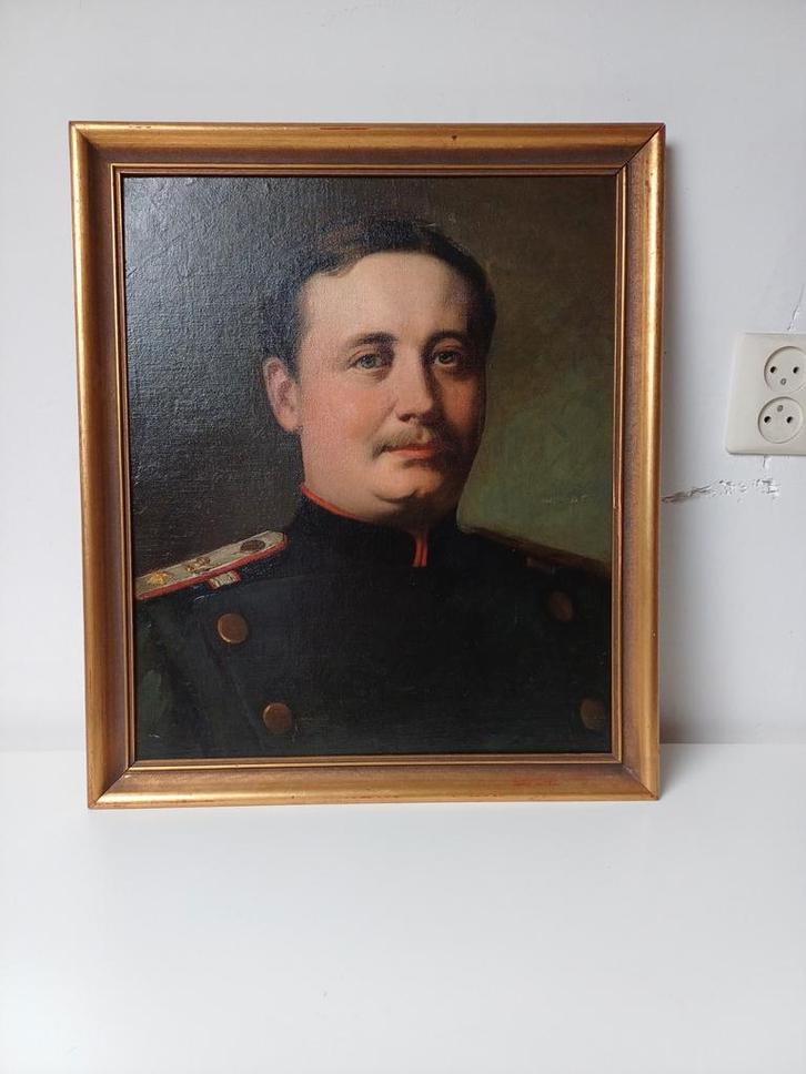 Schilderij van een Oberleutnant I.R. 21 "Von Borcke", Antiek en Kunst, Kunst | Schilderijen | Klassiek, Ophalen of Verzenden