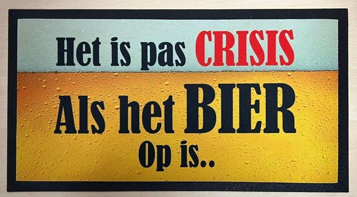 Pas crisis als het bier op is barmatje reclame dripmat deco, Verzamelen, Merken en Reclamevoorwerpen, Nieuw, Reclamebord, Ophalen of Verzenden