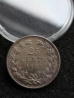 25 Cent 1903 UNC, Zilver, 25 cent, Ophalen of Verzenden, Koningin Wilhelmina