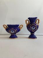 Vintage aardewerk vaas kobalt blauw/goud Set, Ophalen of Verzenden, Zo goed als nieuw
