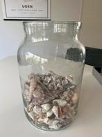 Glazen pot met schelpen H34 B21, Ophalen, Overige kleuren, Minder dan 50 cm, Glas