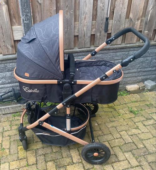 Mooie kinderwagen 3 in 1 zwart met rose goud, Kinderen en Baby's, Kinderwagens en Combinaties, Zo goed als nieuw, Kinderwagen