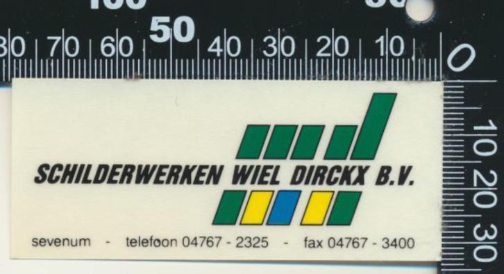 Sticker: Schilderwerken Wiel Dirckx - Sevenum (1), Verzamelen, Stickers, Zo goed als nieuw, Bedrijf of Vereniging, Ophalen of Verzenden