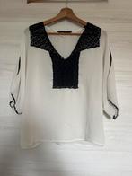Witte Zara Basic blouse met kant - Maat S, Ophalen of Verzenden, Zo goed als nieuw, Maat 36 (S), Wit