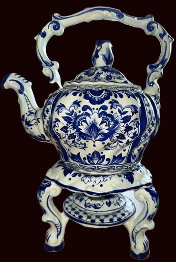 Boch amsterdam theepot delfts blauw met theelicht en brander beschikbaar voor biedingen