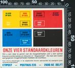 Sticker: Etipost - Onze vier standaardkleuren - Delft, Ophalen of Verzenden, Zo goed als nieuw, Bedrijf of Vereniging