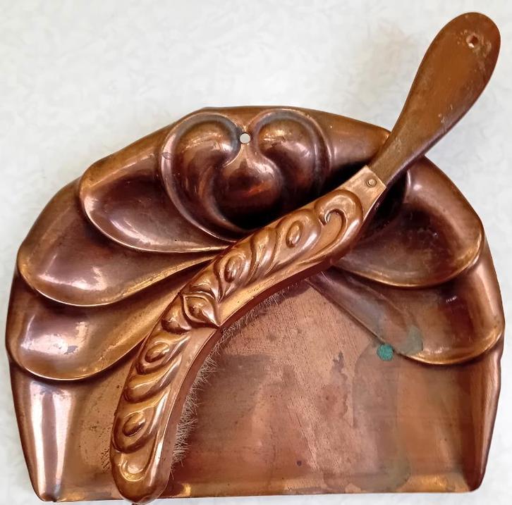 Antieke engels rood koperen stoffer en blik, Antiek en Kunst, Antiek | Koper en Brons, Koper, Ophalen of Verzenden