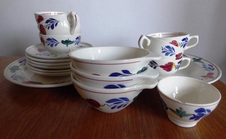 boerenbont servies borden, schoteltjes, bakje, kopjes, Antiek en Kunst, Antiek | Servies los, Ophalen of Verzenden