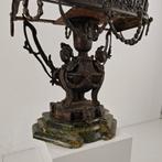 Louis XIV-stijl vitrinekast zink & groen marmer, ca. 1900, Ophalen