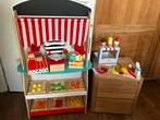 Joueco winkel/theater met veel accessoires en handpoppen, Kinderen en Baby's, Speelgoed | Houten speelgoed, Ophalen, Gebruikt