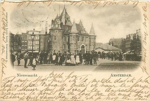 (378-387-049) Amsterdam Nieuwmarkt met Waag, Verzamelen, Ansichtkaarten | Nederland, Noord-Holland, Voor 1920, Verzenden