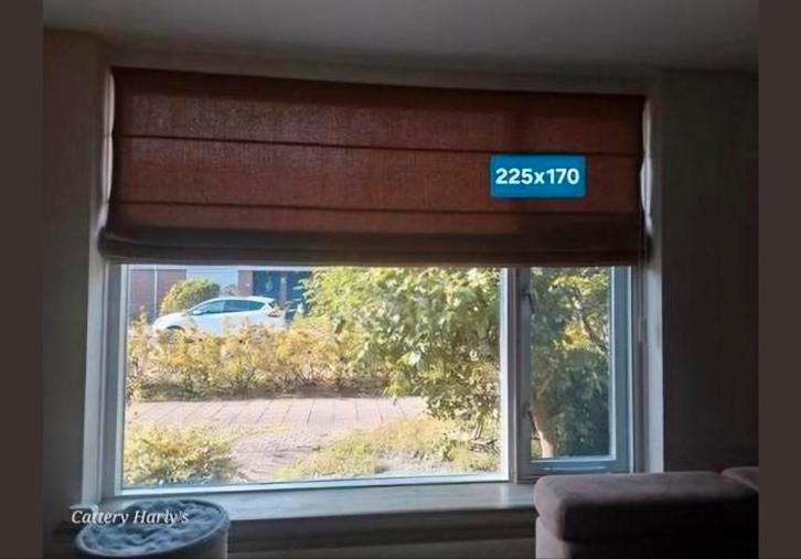 Zo goed als nieuwe taupe vouwgordijnen, Huis en Inrichting, Stoffering | Gordijnen en Lamellen, Ophalen of Verzenden