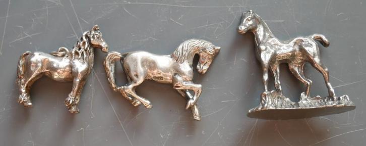 3 zilveren miniatuur paarden, Antiek en Kunst, Antiek | Goud en Zilver, Zilver, Ophalen of Verzenden