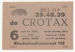 Reclame Taxi CROTAX  -  Den Haag met prijslijst., Verzenden, 1920 tot 1940, Overige thema's