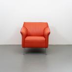 1x Leolux Mayon Fauteuil Oranje Leer - Staal, Huis en Inrichting, 75 tot 100 cm, Ophalen of Verzenden, Zo goed als nieuw, Metaal